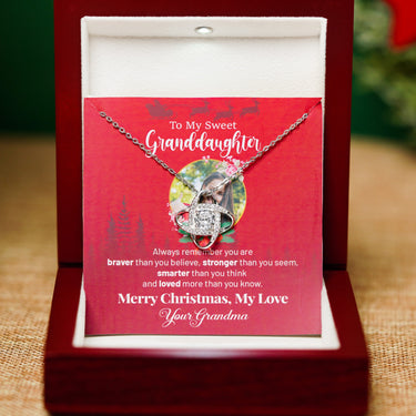 Personalized Gift For Granddaughter - Love Knot Necklace - A Gift to Represent a Merry Christmas