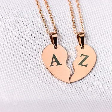 Personalized Engraved Split Hearts Shape Necklace