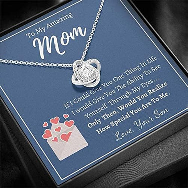 Love knot Necklace, Gift for Mom, Your love is the foundation of my life. Thank you for being my rock, Mom.