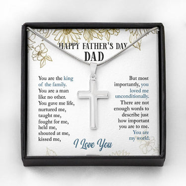 Dad Necklace, Father's Day Necklace – Dad You Are My World Gift For Fathers Day Cross Necklace