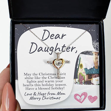 heart and cross Necklace, Dear Daughter