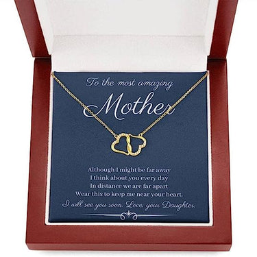 Necklace with two linked hearts, Gift for Mom, To the most amazing mother