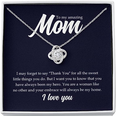 Love knot Necklace, Gift for Mom, Your love is the melody of my life's song. Thank you for being the best composer, Mom.