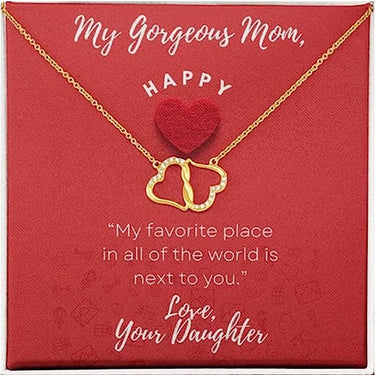 Necklace with two linked hearts, Gift for Mom, My Gorgeous Mom