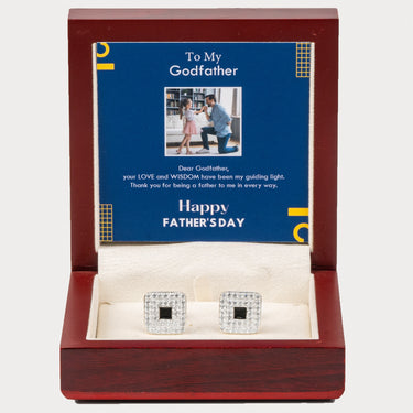 Personalized Gift For Dad - Square Gem Radiance Cufflinks - Happy Father's Day! To my Godfather.