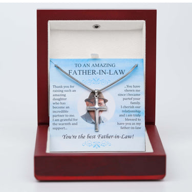 Personalized Gift For Father In Law - Cross Pendant Necklace - For the man whose laughter echoes through generations, may this gift be a source of joy as endless as your laughter