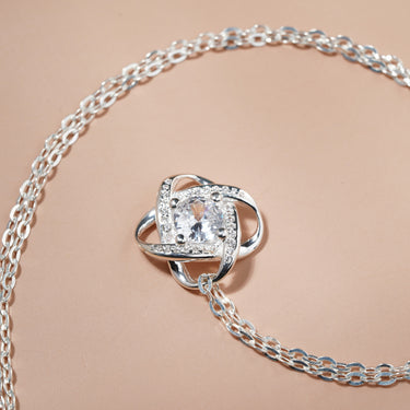 Love knot Necklace, Gift For Wife, "Like the diamonds in this pendant, your presence adds brilliance to my life."