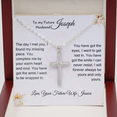 Personalized Gifts from Bride to Groom  -Cross Pendant Necklace - You Complete Me by You Warm Heart and Soul