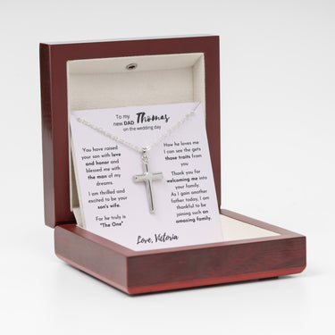 Personalized Gifts From Bride To Father In Law - Cross Pendant Necklace- To My new Dad on the Wedding day