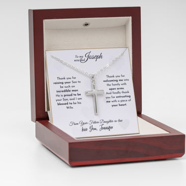 Personalized Gifts Bride To Father In Law - Cross Pendant Necklace - From Your Future Daughter-in-law