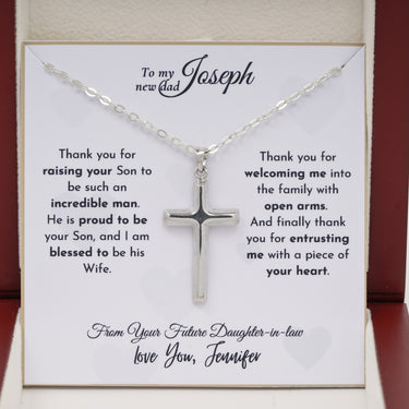 Personalized Gifts Bride To Father In Law - Cross Pendant Necklace - From Your Future Daughter-in-law