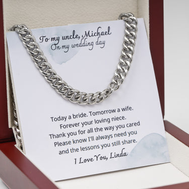 Personalized Gifts from Bride to Relative - Curb Chain Necklace - To My Uncle on My Wedding Day