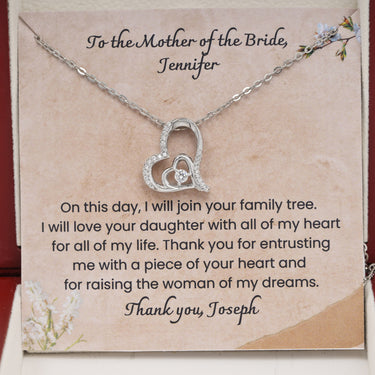 Personalized Gifts from Grooms to Mother in Law -  Dancing Heart Pendant Necklace - To the Mother of the Bride.