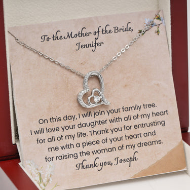 Personalized Gifts from Grooms to Mother in Law -  Dancing Heart Pendant Necklace - To the Mother of the Bride.