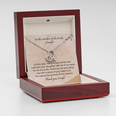 Personalized Gifts from Grooms to Mother in Law -  Dancing Heart Pendant Necklace - To the Mother of the Bride.