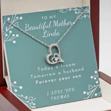 Personalized Gifts from Grooms to Parent -  Dancing Heart Pendant Necklace - To my Beautiful Mother, I love You