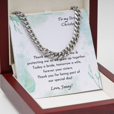 Personalized Gifts from Sibling to Grooms - Curb Chain Necklace - Thank You for Being Part of our Special day