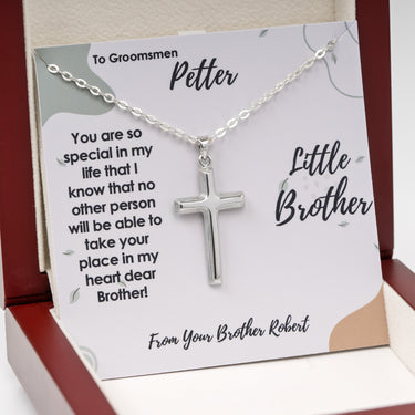 Personalized Gifts from Grooms to Groomsmen - Cross Pendant Necklace - From Your Brothes Robert