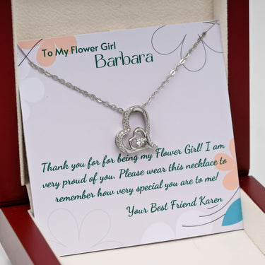 Personalized Gifts from Bride to Bridesmaid -  Dancing Heart Pendant Necklace - Thank You For being My Flower Girl