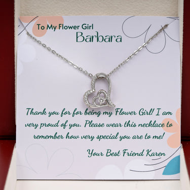 Personalized Gifts from Bride to Bridesmaid -  Dancing Heart Pendant Necklace - Thank You For being My Flower Girl