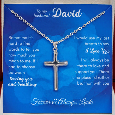 Personalized Gifts from Wife to Husband - Cross Pendant Necklace - To my Huband, Forever & Always