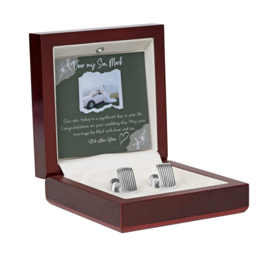 Personalized Gift from Parent to Groom - Classic Stripe Rectangles Cufflinks - Congratulations On Your Wedding Day