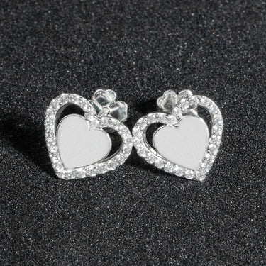 Surrounded Stone Heart Earrings