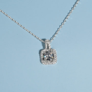 Square Rhinestone Zircon Necklace