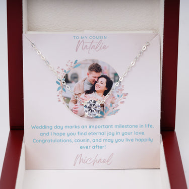 Personalized Gift from Relative to Bride - Swarovski Constella Pendant - Hope You Find Eternal Joy In Your Love