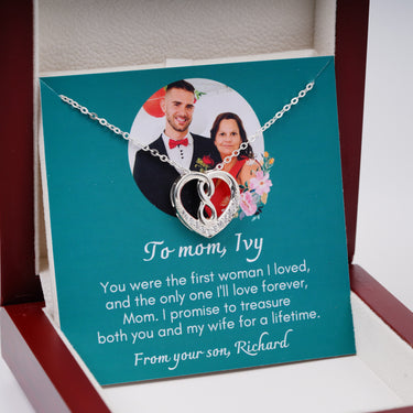 Personalized Gift from Groom to Mother - Infinity Knot Heart - You Were the First Woman I Loved