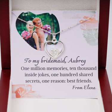 Personalized Gift from Brides to Bridesmaid - Heart In Heart Pendant - One Million Memories