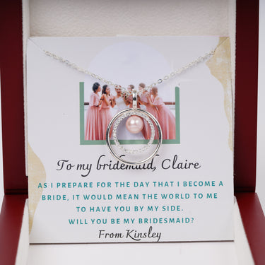 Personalized Gift from Brides to Bridesmaid - Imperial Pearl Necklace - Will You Be My Bridesmaid