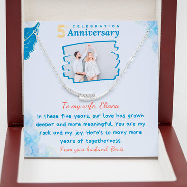 Personalized Gifts from Husband to Wife - Curved Gem Connection Necklace - 5th Wedding Anniversary Gift