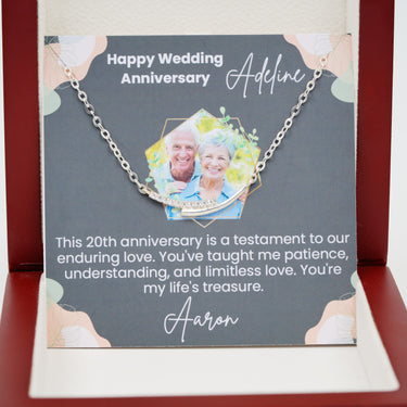 Personalized Gift from Husband to Wife - Curved Gem Connection Necklace - 20th Wedding Anniversary Gift