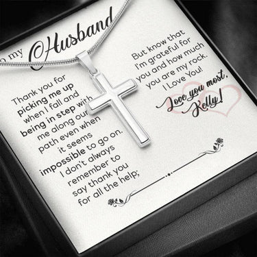 Husband Necklace, Anniversary Gift for Husband Cross Necklace, Gifts for Husband on Our Wedding Day, to My Husband, Husband Birthday Necklace