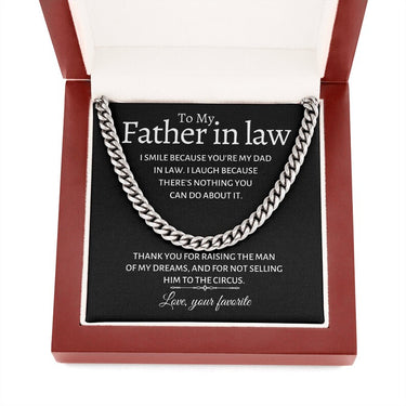 Personalized Gift For Father In Law - Curb Chain Necklace - Thank you Dad for Making me a Member of the Family, a Meaningful Gift for my Father-in-law