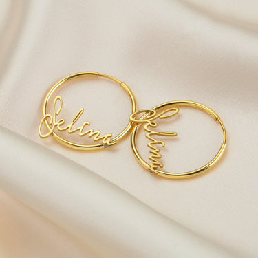 Personalized Circle Signature Name Earrings