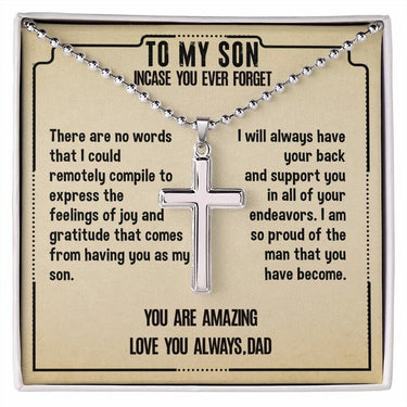 Cross Necklace, Snake Chain, Ball Chain, Gift for Son, "May this gift be a symbol of the bright future that awaits you."