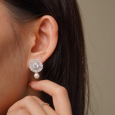 White Sunflowers Earrings