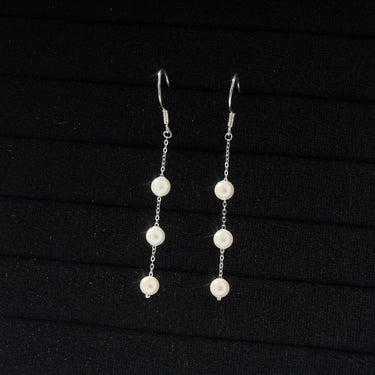 Dainty Long Dangle Pearl Earrings