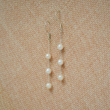 Dainty Long Dangle Pearl Earrings